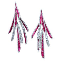 Burma Ruby and Diamond Striking Chandelier Earring White Gold 11.00 carat Total