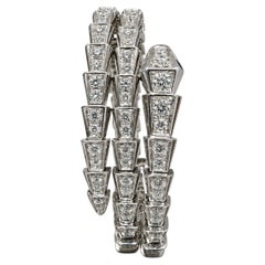 18k White Gold Diamond Viper Serpent Coil Bracelet E-F Color VS