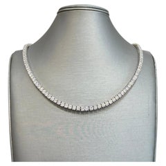Diamond Tennis Necklace 20.85 Ct, G VS2 14K White Gold 4-Prong Riviera Necklace