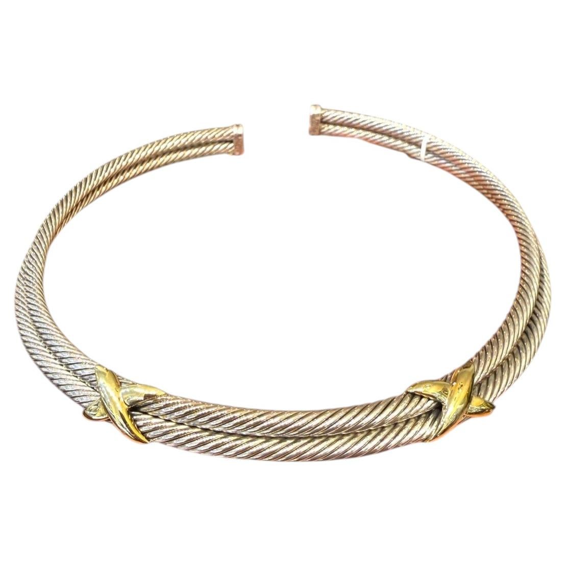 David Yurman „Double Cable Gold X“-Halskette, Sterlingsilber