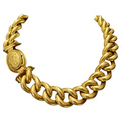 Heavy Vintage 18k Solid Yellow Gold Italian Curb Link Necklace
