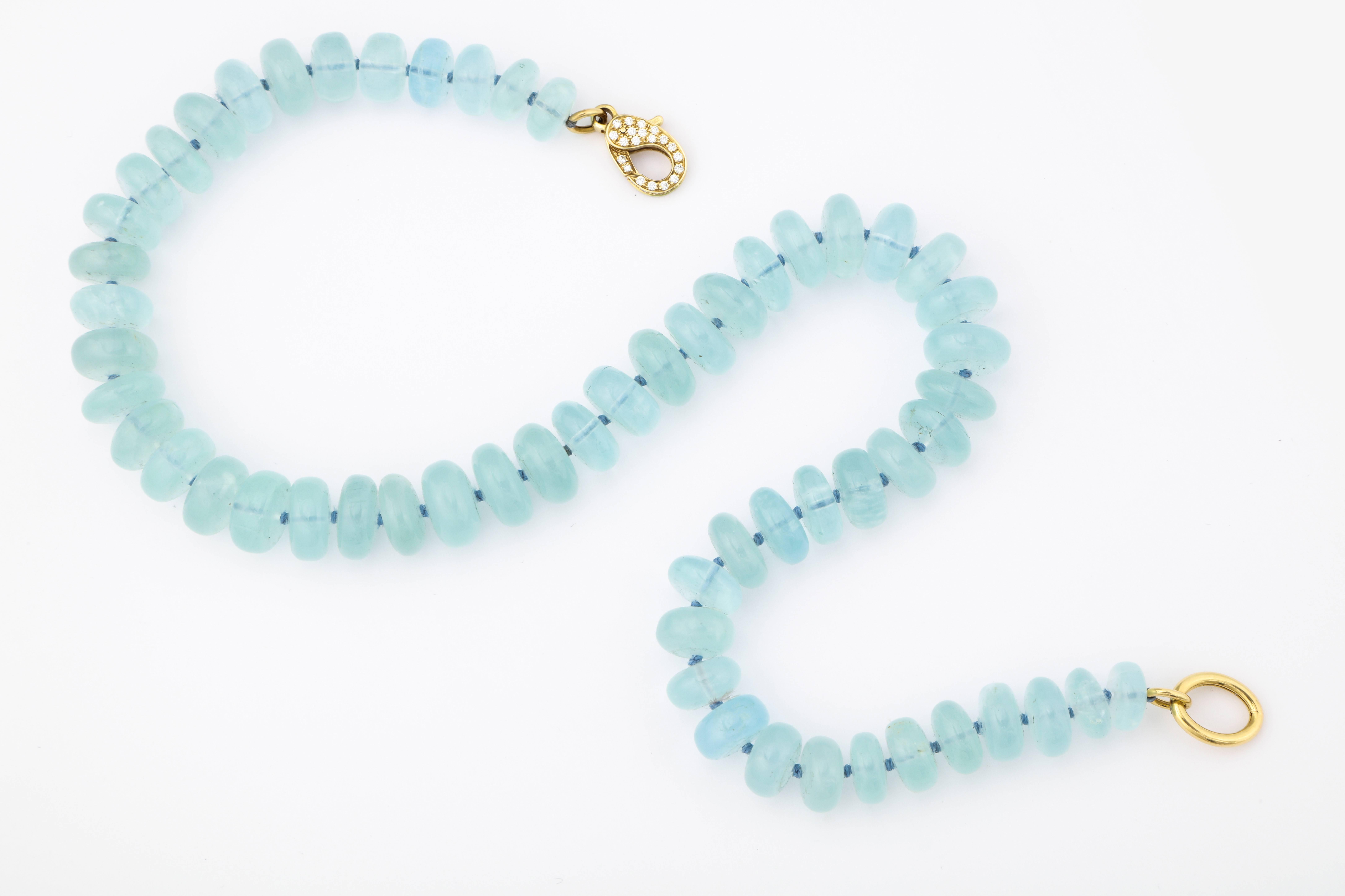 Faraone Mennella Aquamarine and Diamonds Necklace In New Condition For Sale In New York, NY