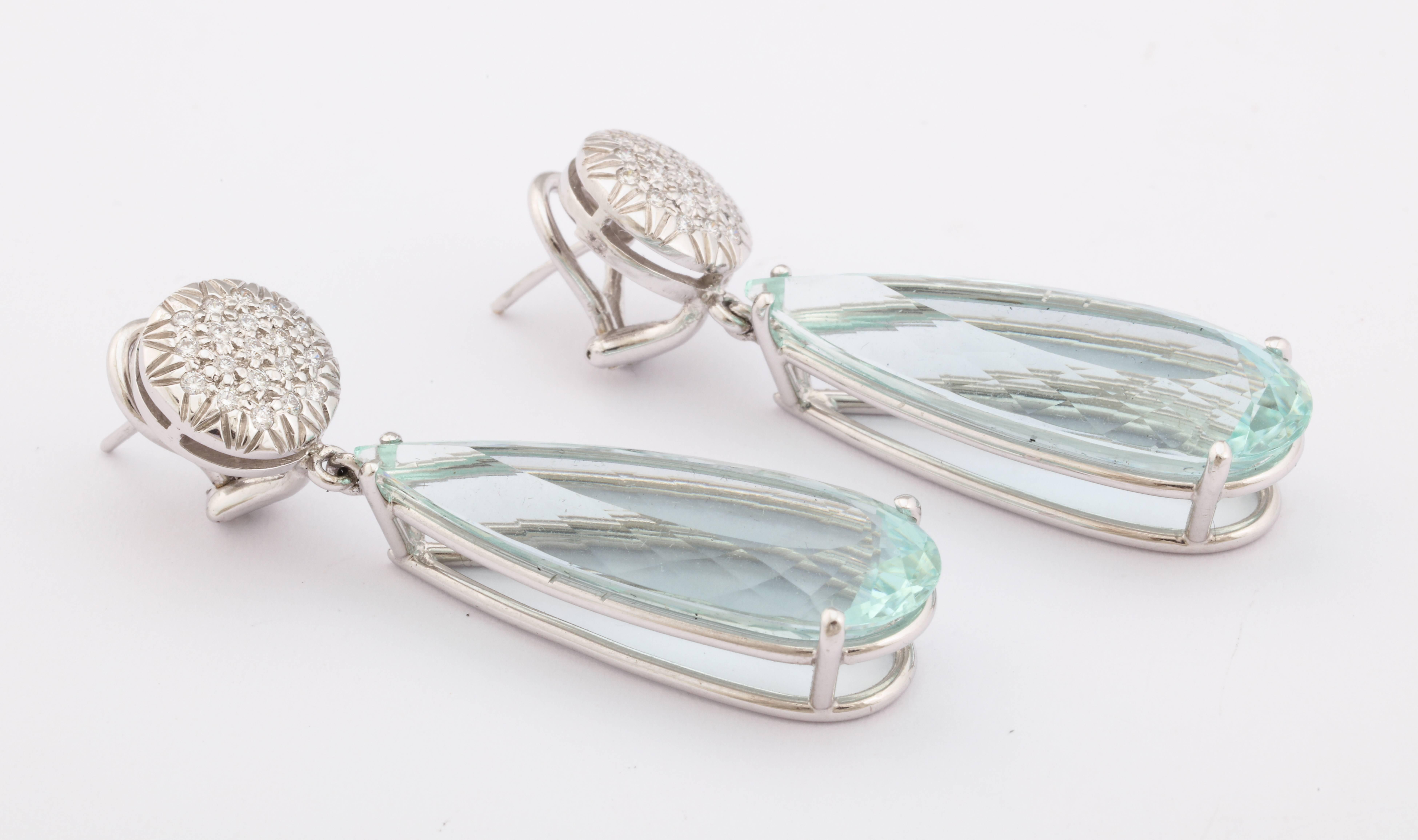 Women's Faraone Mennella Ice Princess Aquamarine Diamonds Earrings. For Sale