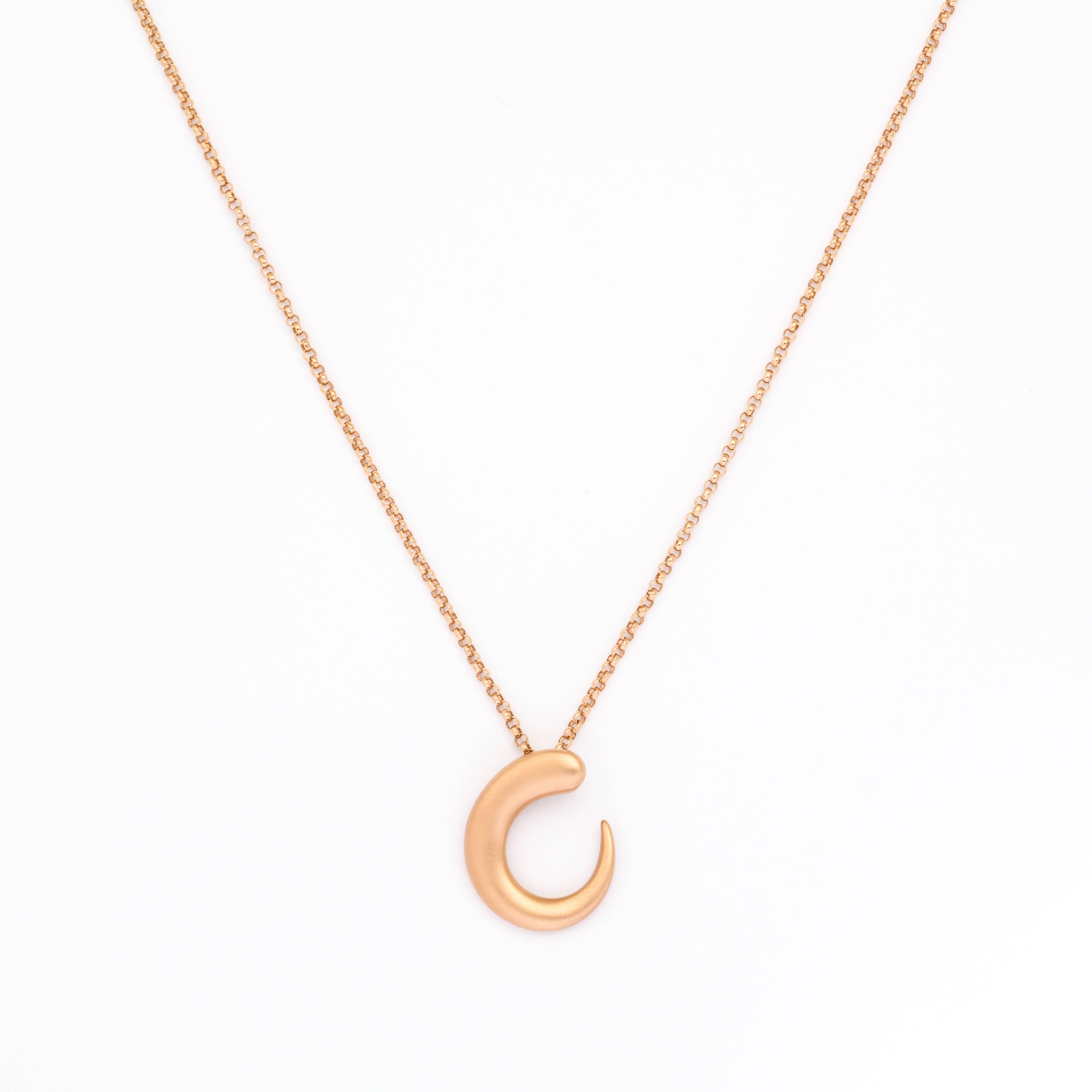 18k rose gold necklace, matte finish.