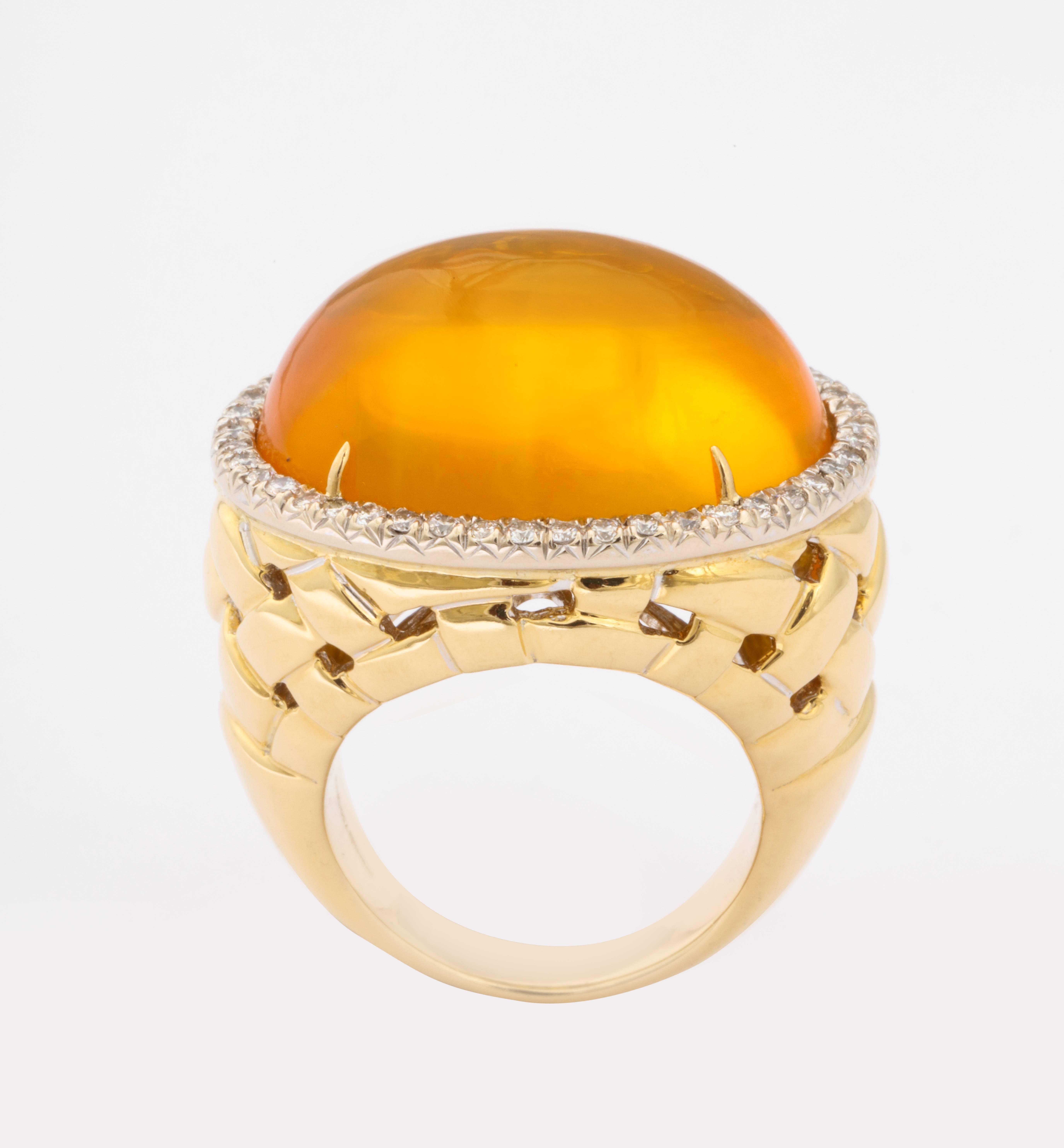 Faraone Mennella Fire Opal Diamond Gold Ring  For Sale 4
