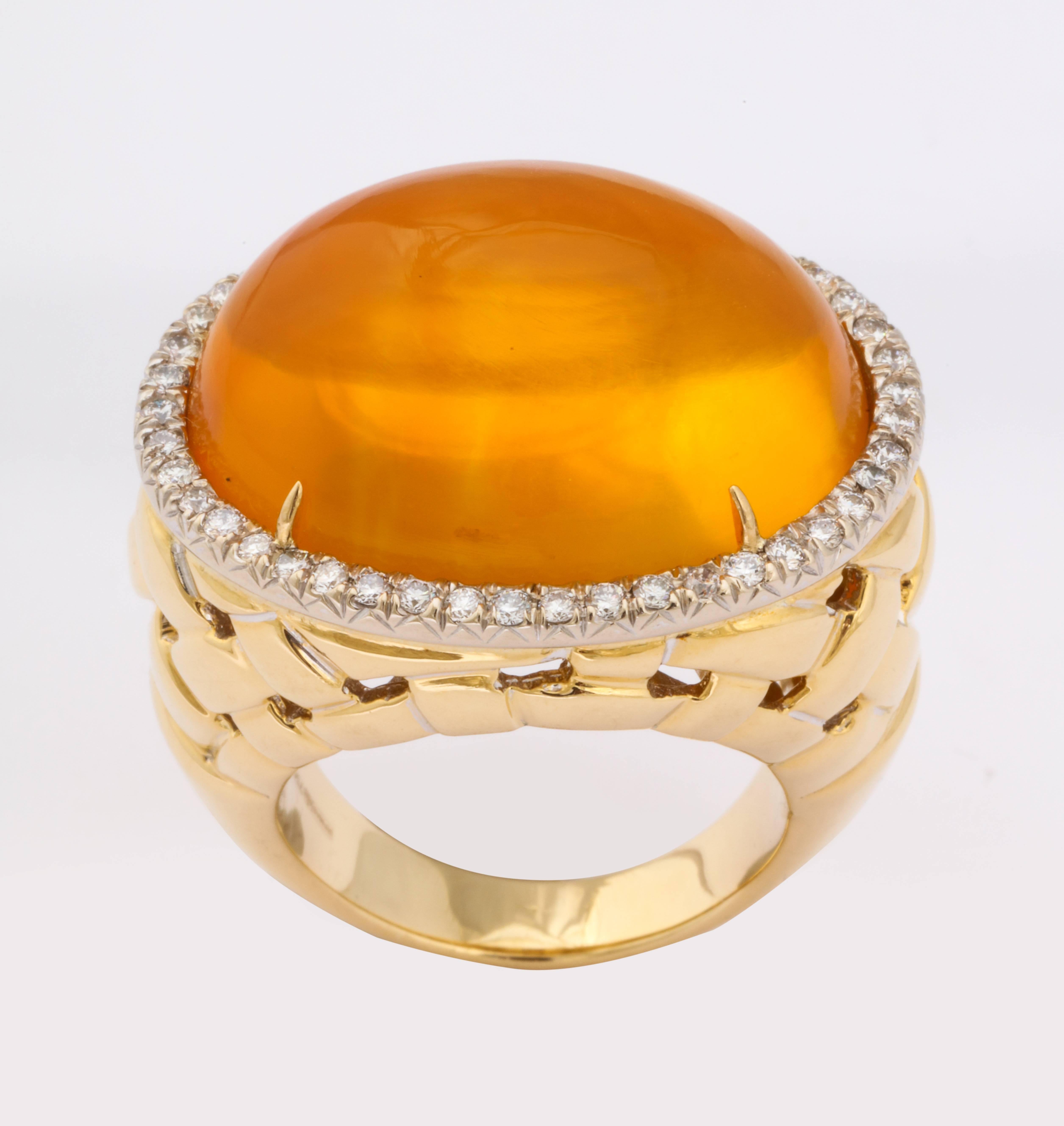 Faraone Mennella Fire Opal Diamond Gold Ring  For Sale 5