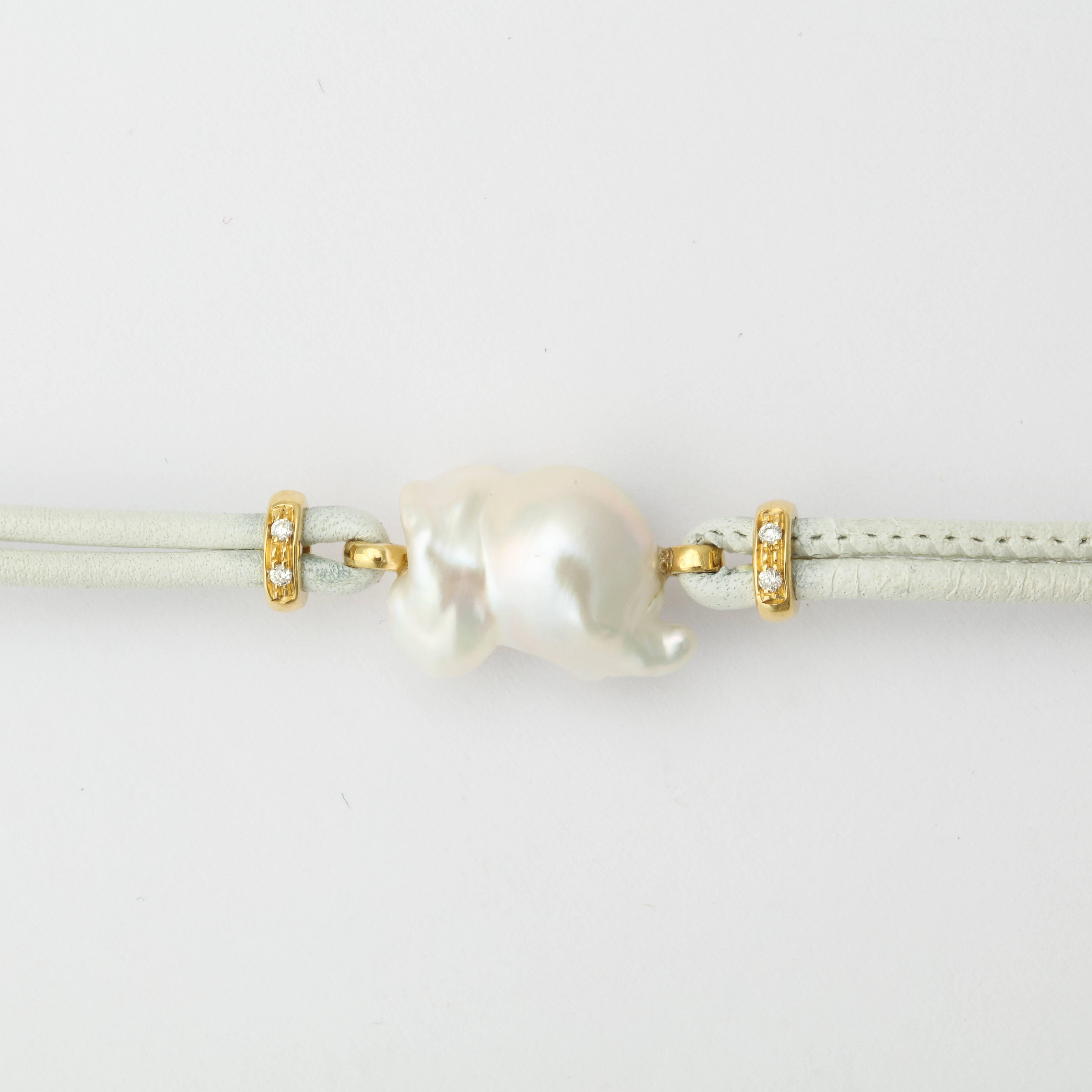 Modern Faraone Mennella Freshwater Pearl Gold Bracelet For Sale