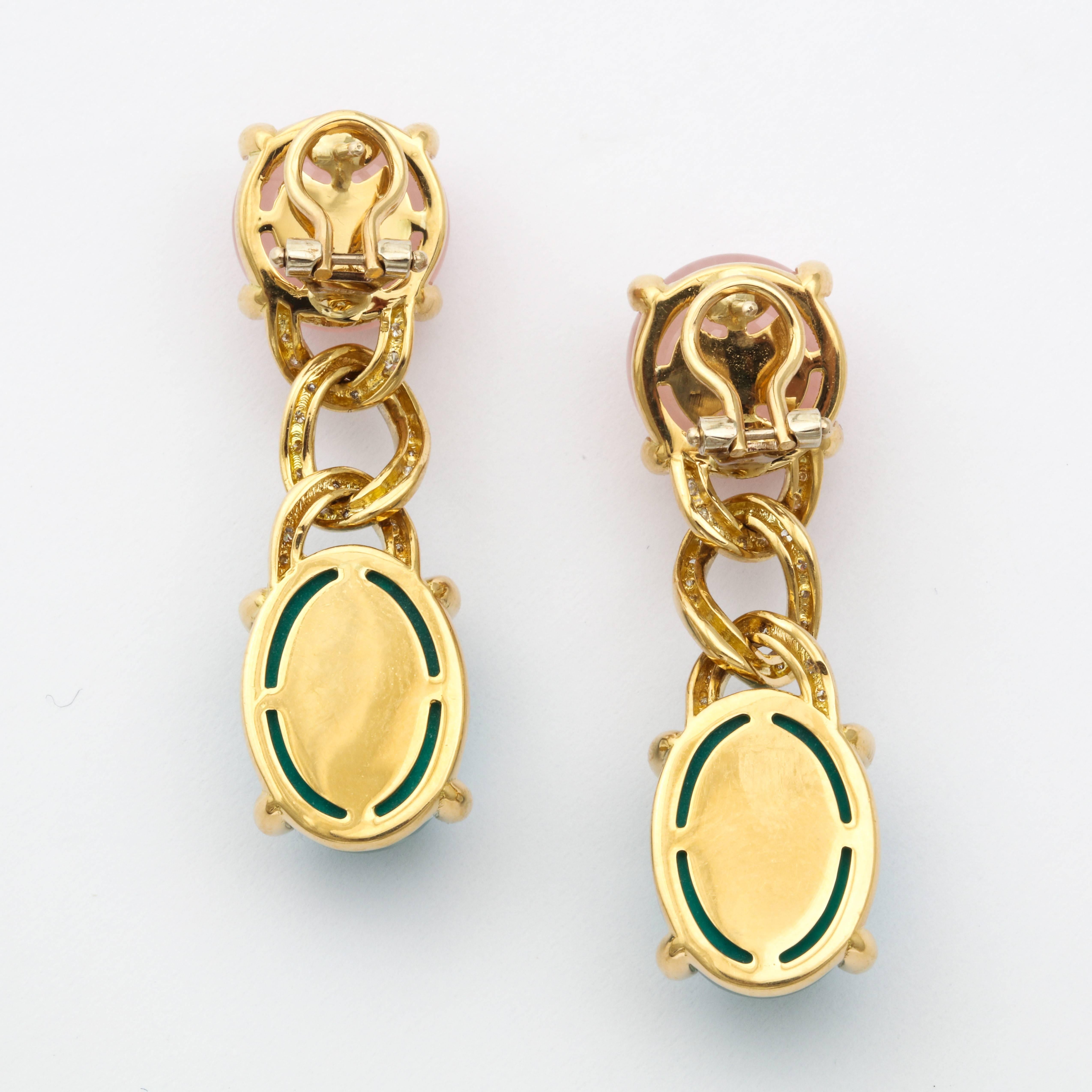 Faraone Mennella Rose Quartz Blue Tourmaline Yellow Gold Earrings In New Condition For Sale In New York, NY