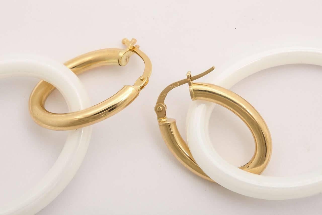 Women's Faraone Mennella White Ceramic Gold Mama Earrings For Sale