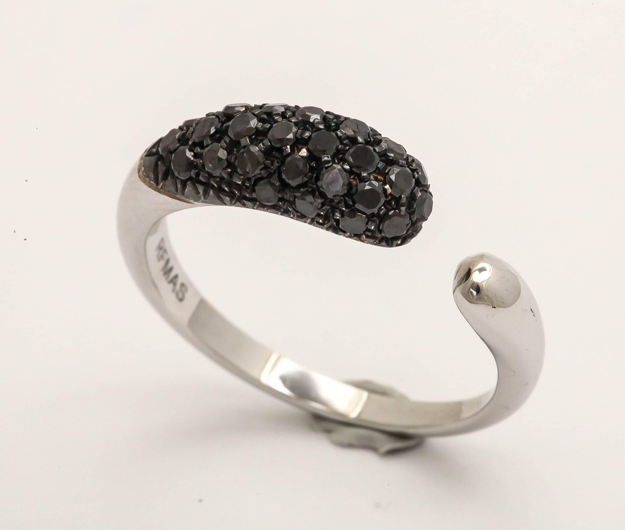 Modern Faraone Mennella Gocce Ring 18 Karat Black Diamonds For Sale