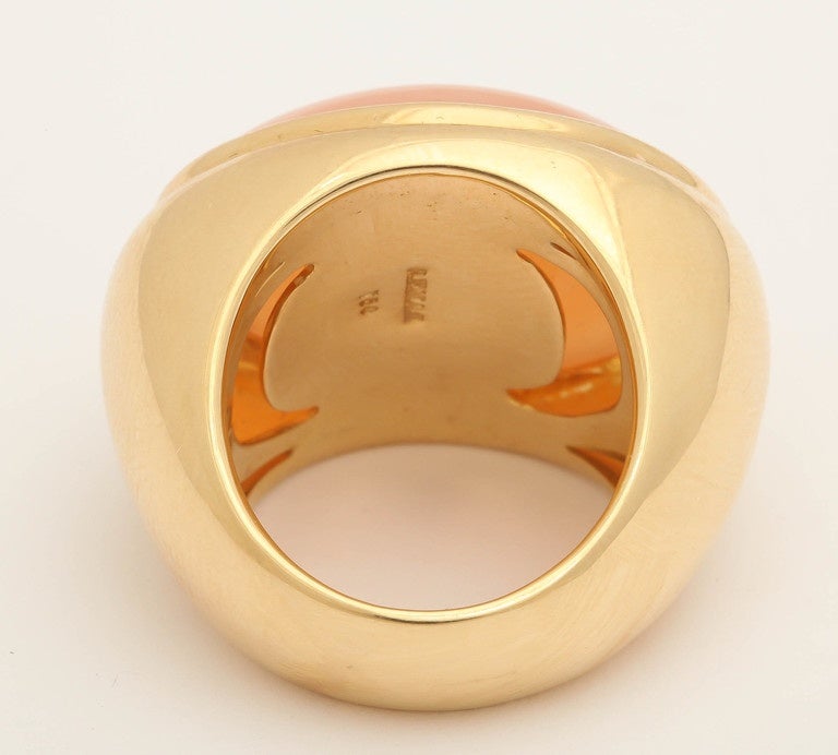 Faraone Mennella Orange Moonstone Gold Signature Stella Ring In New Condition For Sale In New York, NY