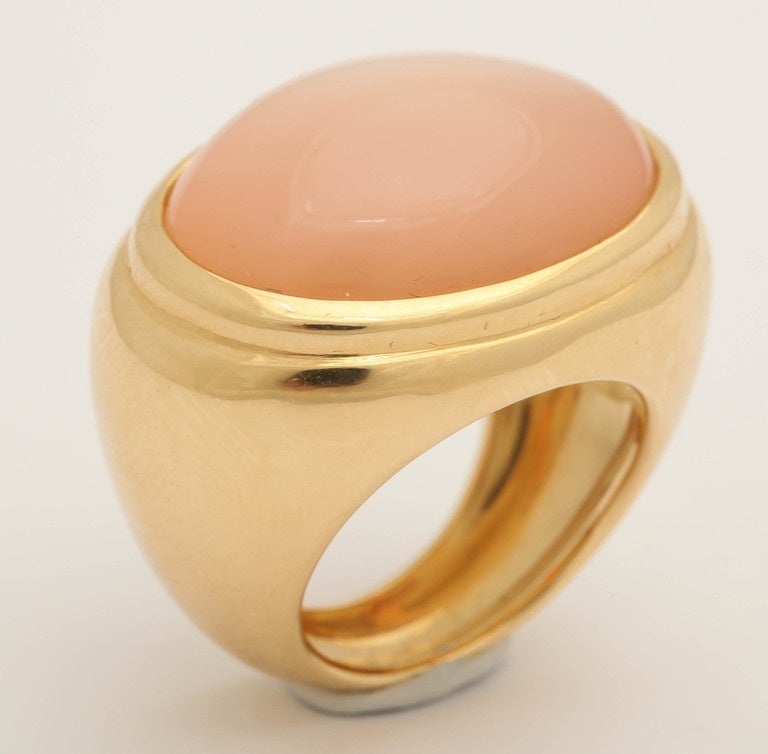 Faraone Mennella Orange Moonstone Gold Signature Stella Ring For Sale 1
