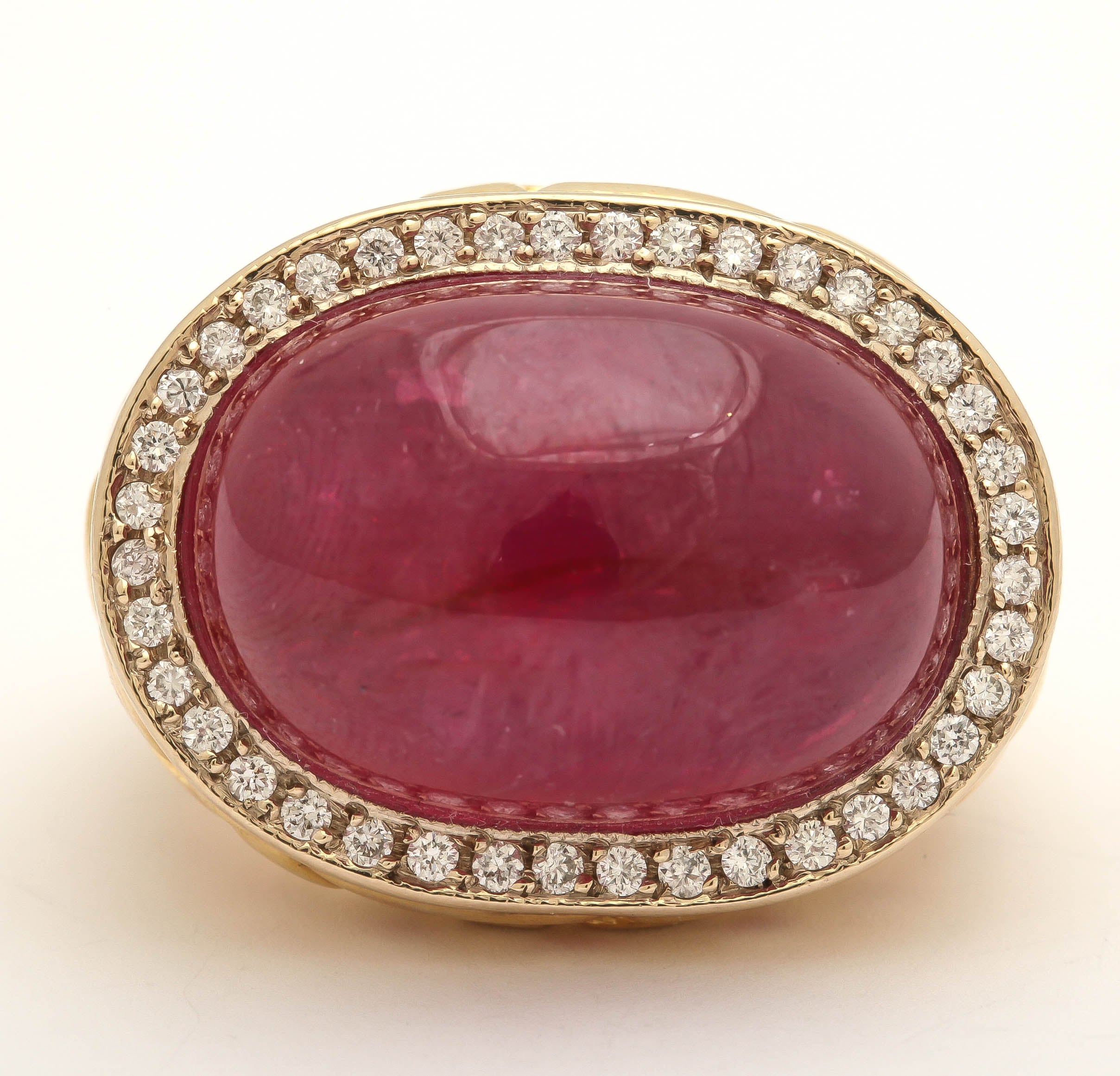 18k gold rubylite and diamonds ring