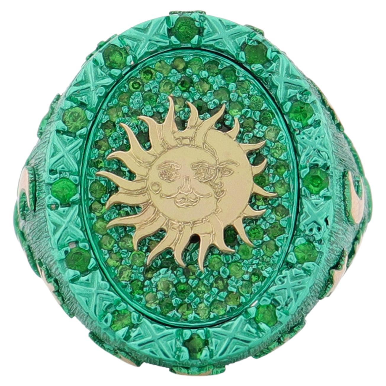 Amedeo "An Astral Journey" Ring with 18kt Gold & Tsavorites For Sale