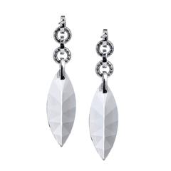 Samuel Getz Natural Quartz Diamond 18 Karat White Gold Drop Earrings