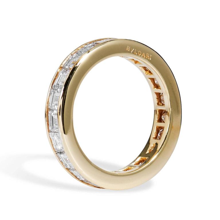 Bulgari "Carre" Diamond Gold All Around Wedding Band Ring ...