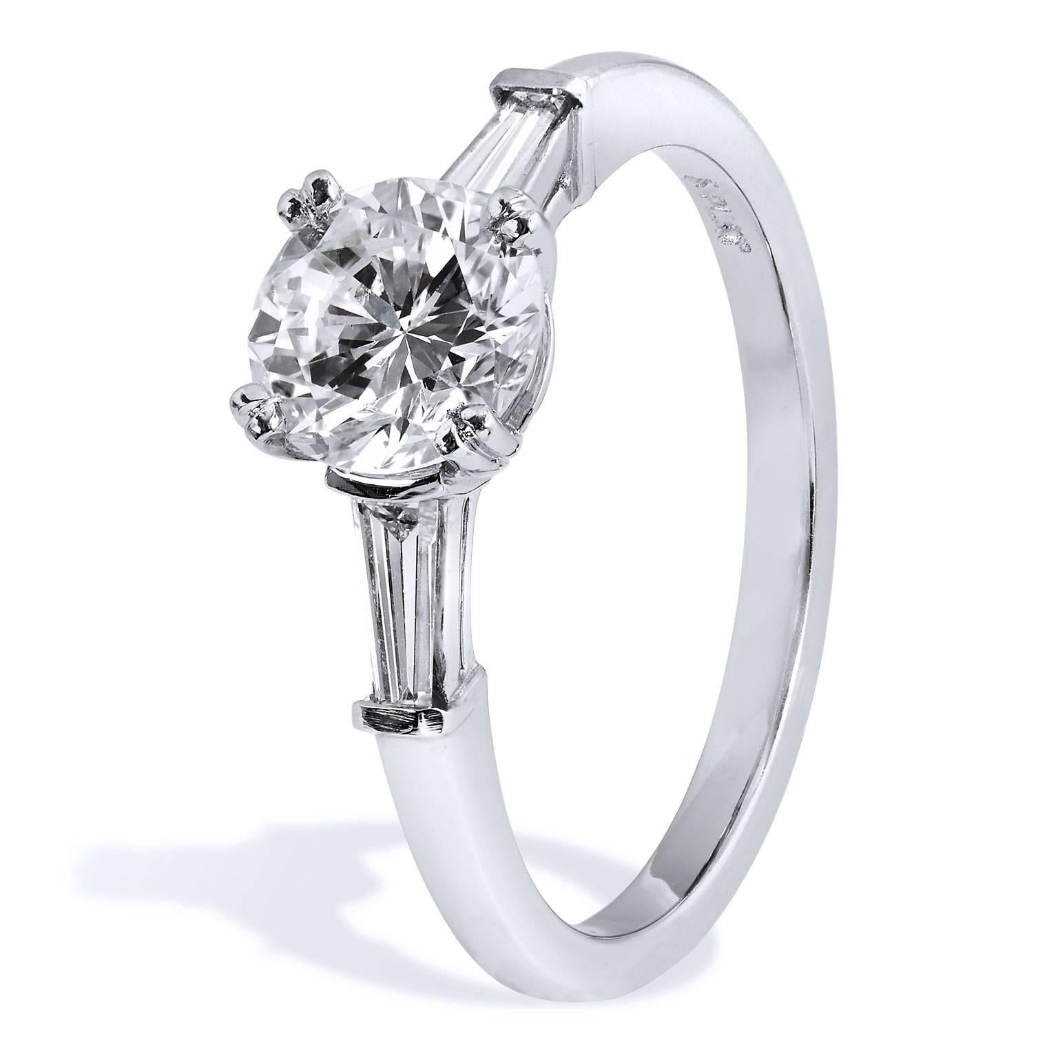 Baguette Cut 1.14 Carat Diamond Platinum Engagement Ring