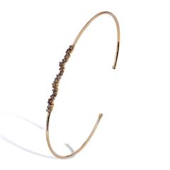 0.40 Carat Wavy Starburst Champagne Diamond 14 Karat Yellow Gold Bangle