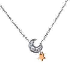 Crivelli Moon and Star Pendant Necklace