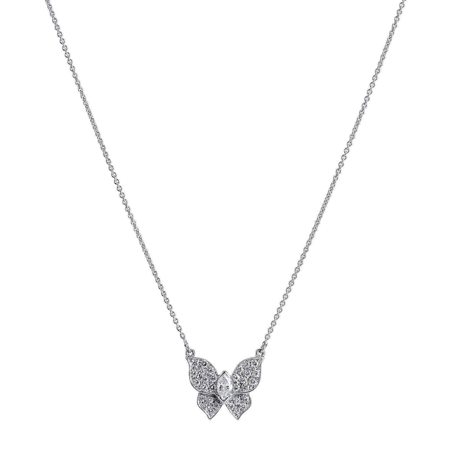 H & H 0.54 Carat Diamond Butterfly Pendant Necklace