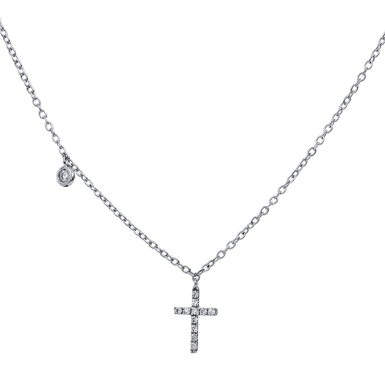 0.09 Carat Diamond Cross Pendant Necklace