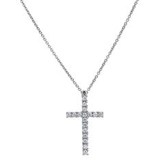 0.36 Carat Diamond White Gold Cross Pendant Necklace