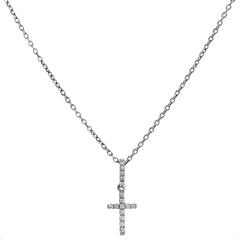 0.08 Carat Diamond White Gold Cross Pendant Necklace 5