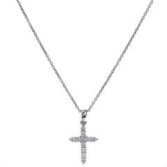 0.25 Carat Diamond White Gold Cross Pendant Necklace