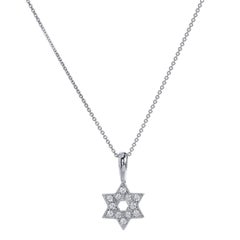 H & H Diamond White Gold Star of David Pendant Necklace