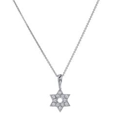 H & H Diamond White Gold Star of David Pendant Necklace 10