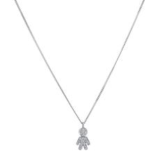 0.12 Carat Diamond White Gold Boy Charm Necklace 10