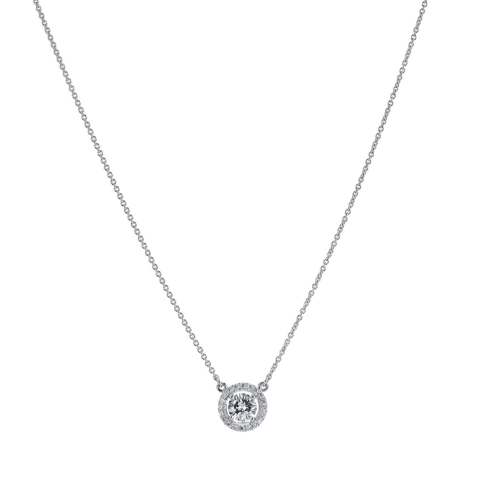 H & H Minimal 0.52 Carat Diamond Solitaire Pendant Necklace