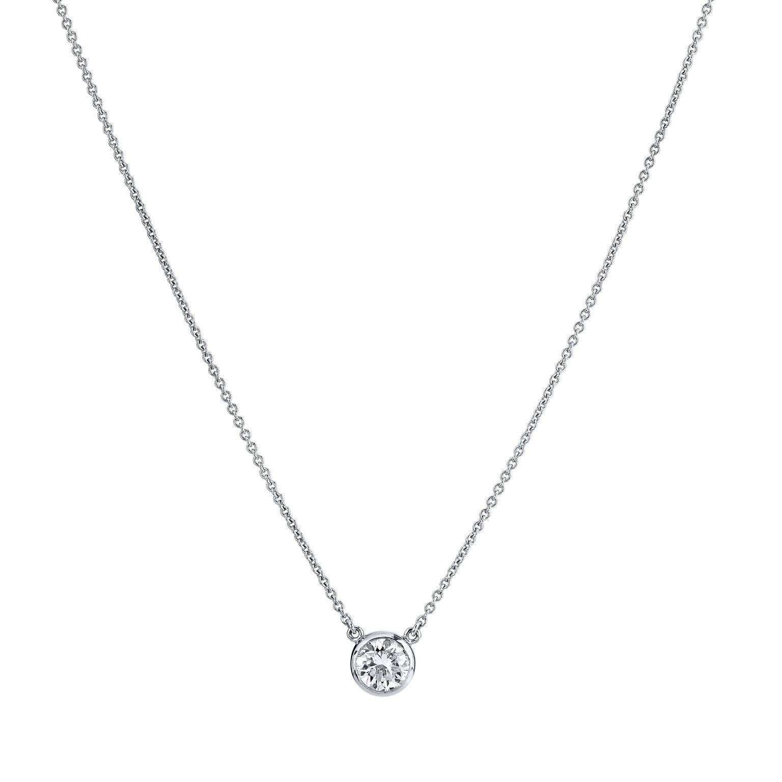 H & H Minimal 1.01 Carat Diamond Solitaire White Gold Pendant Necklace