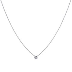 H & H Minimal 0.09 Carat Diamond Solitaire White Gold Pendant Necklace