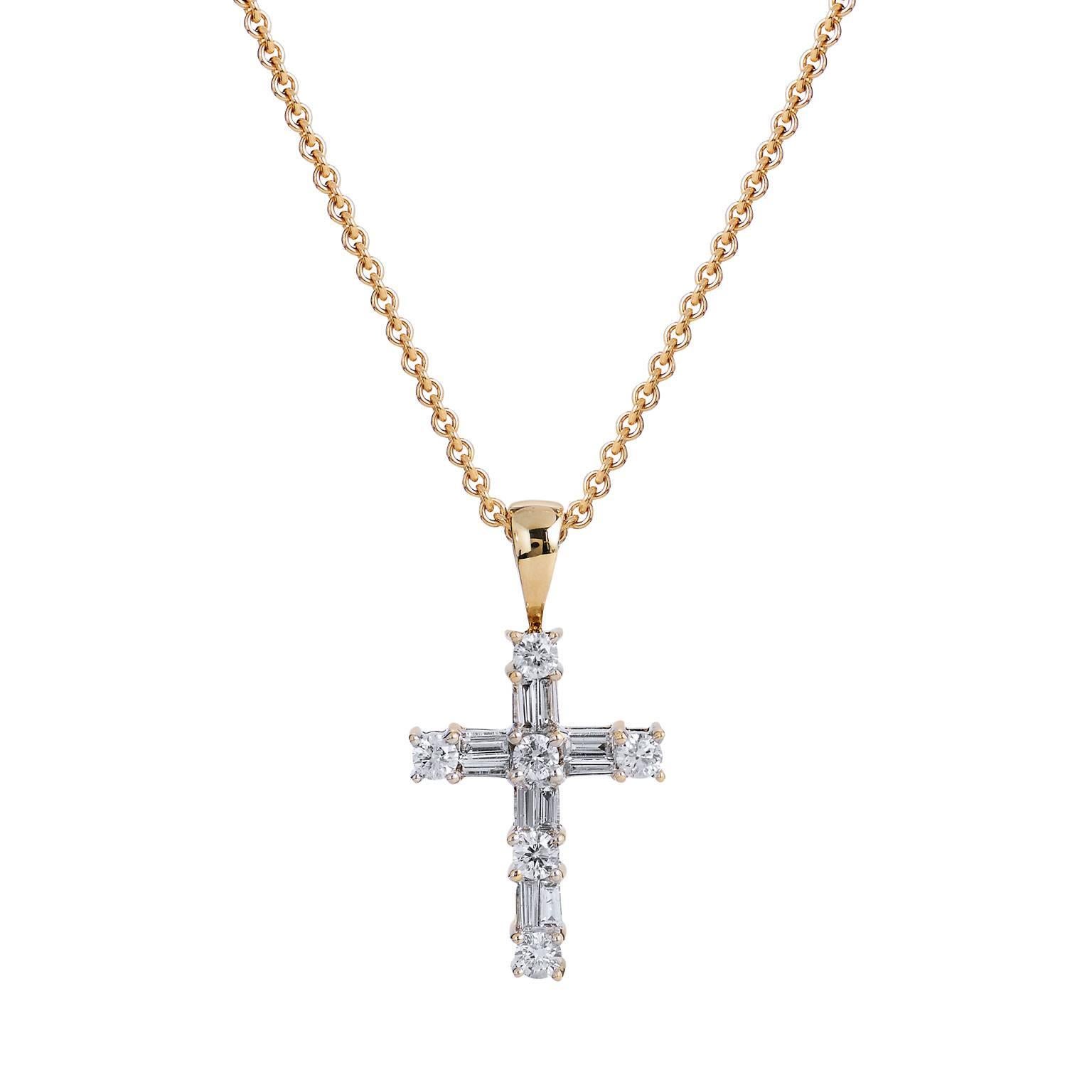 1.00 Carat Diamond Cross Pendant Necklace