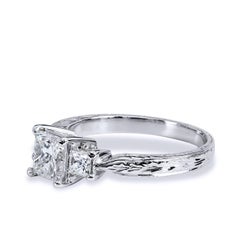 GIA Certified 1.26 Carat Diamond Three Stone Princess Cut Engagement Ring 7