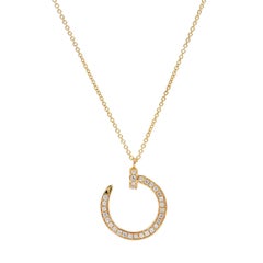 Diamond Curved Nail Yellow Gold Pendant Necklace