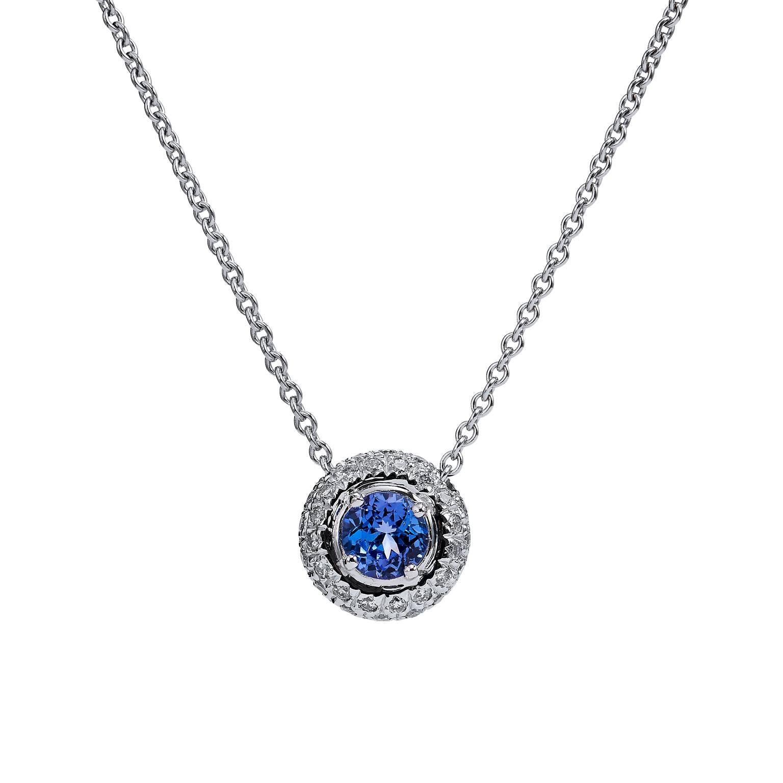 0.75 Carat Violet-Blue Tanzanite Pendant Necklace