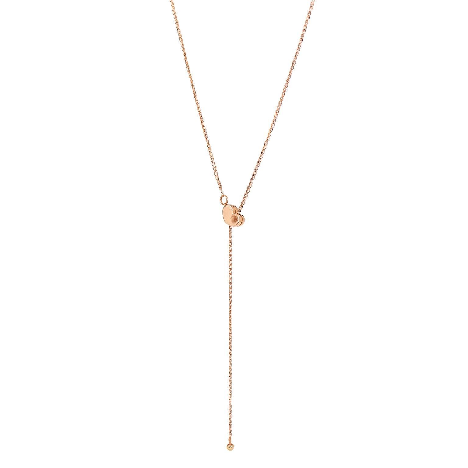 14 Karat Rose Gold Heart-Shaped Slide Clasp Necklace