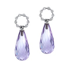 H & H Briolette Amethyst and Diamond Drop Earrings