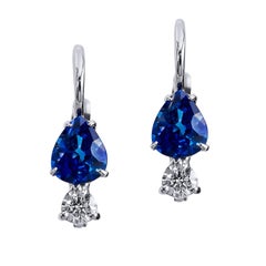 H
H 0.80 Carat Pear Shaped Blue Sapphire and Diamond Lever-Back Earrings H
H 0.80 Carat Pear Shaped Blue Sapphire and Diamond Lever-Back Earrings