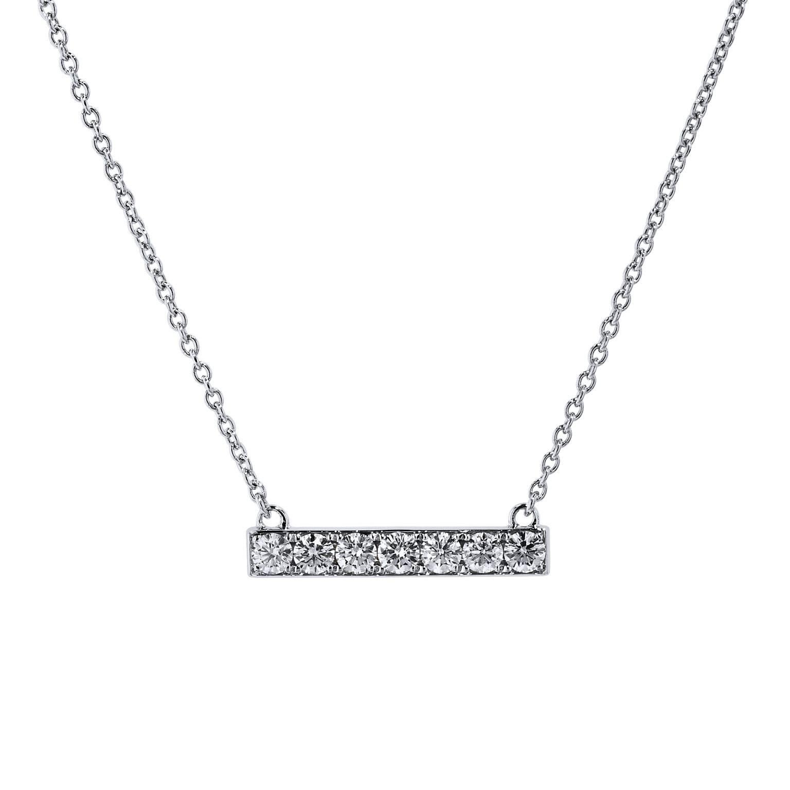 0.86 Carat Diamond Rectangle Bar Pendant Necklace