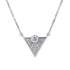 Diamond Triangle 18 Karat White Gold Pendant Necklace