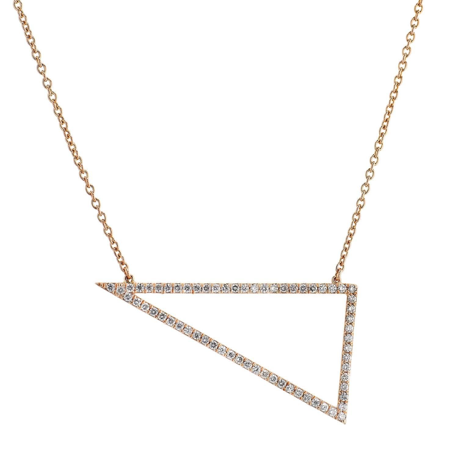 0.70 Carat Diamond Geometric Triangle Pendant Necklace