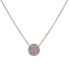 0.26 Carat Diamond Rose Gold Disc Pendant Necklace