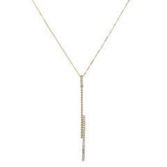 Diamond Double Vertical Bar Pendant 14 Karat 0.11 Carat with 16" Necklace 