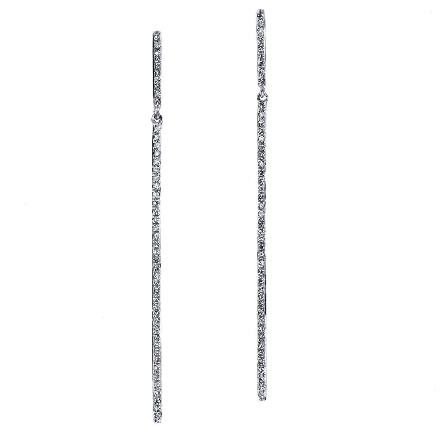 0.28 Carat Diamond Long Dangle Earrings