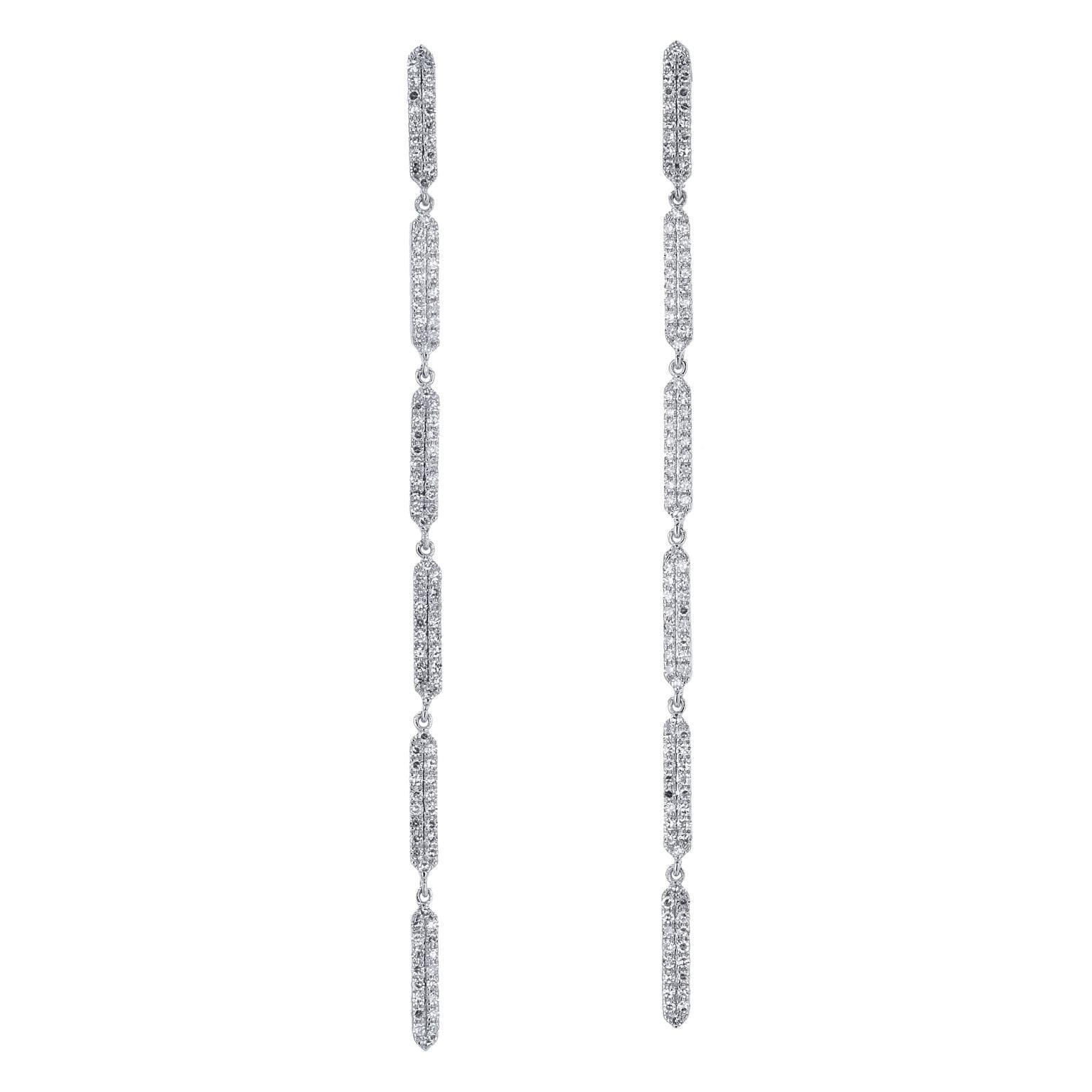0.50 Carat Diamond Segmented Long Dangle Earrings