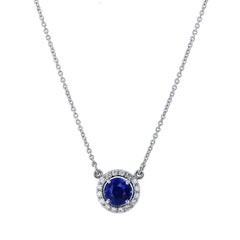 H & H 1.00 Carat Madagascar Blue Sapphire Pendant Necklace