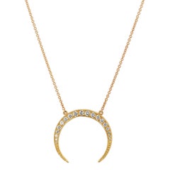 18 carat gold pendant H&H 18 Karat Gold 0.43 Carat Diamond Pave Crescent Moon Pendant Necklace